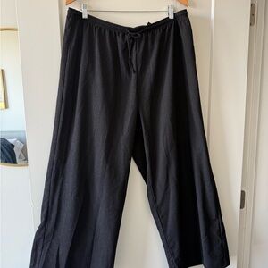 H&M Black Wide Leg Crinkle Drawstring Pants